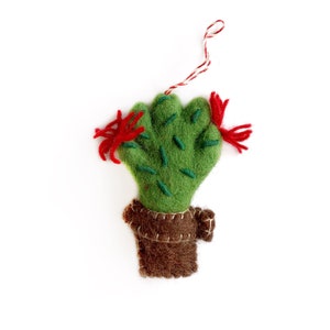 Cactus Felt Wool Ornament - Succulent Fair Trade Handmade Christmas Nepal