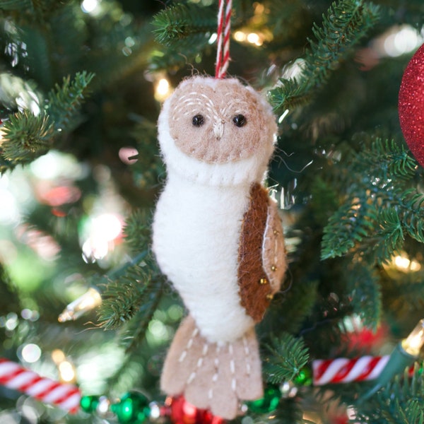 Owl Ornament - Felt Wool Fair Trade Christmas Decor Handmade in Nepal