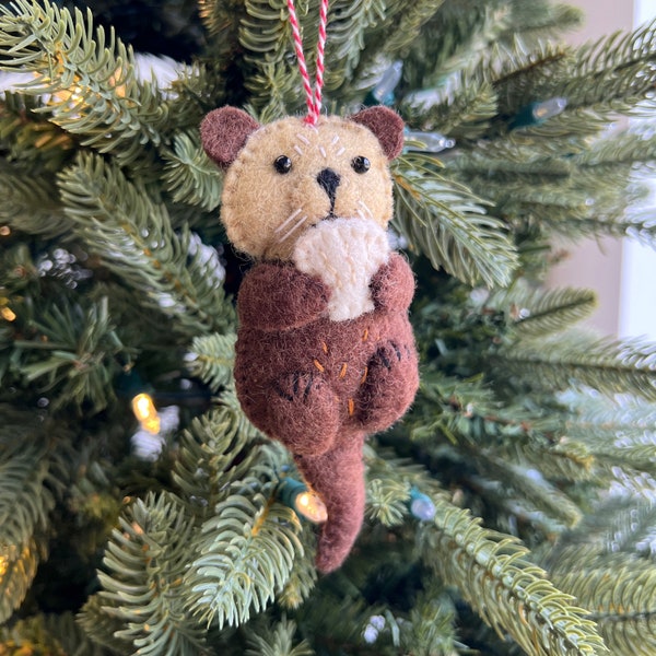 Otter Ornament - Felt Wool Fair Trade Christmas Decor Handmade in Nepal