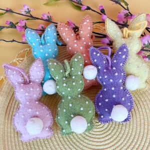 Wool Easter Bunny Ornament Set: Handmade Pastel Decor, Fair Trade
