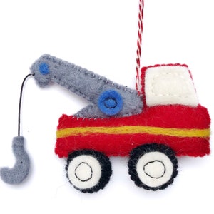 Tow Truck Ornament - Felt Wool Fair Trade Handmade Christmas Nepal