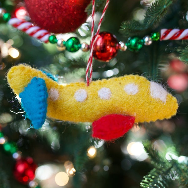 Felt Airplane Ornament - Wool Fair Trade Handmade Christmas Nepal