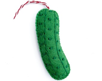 Pickle Ornament - Felt Wool Fair Trade Christmas Decor Handmade in Nepal