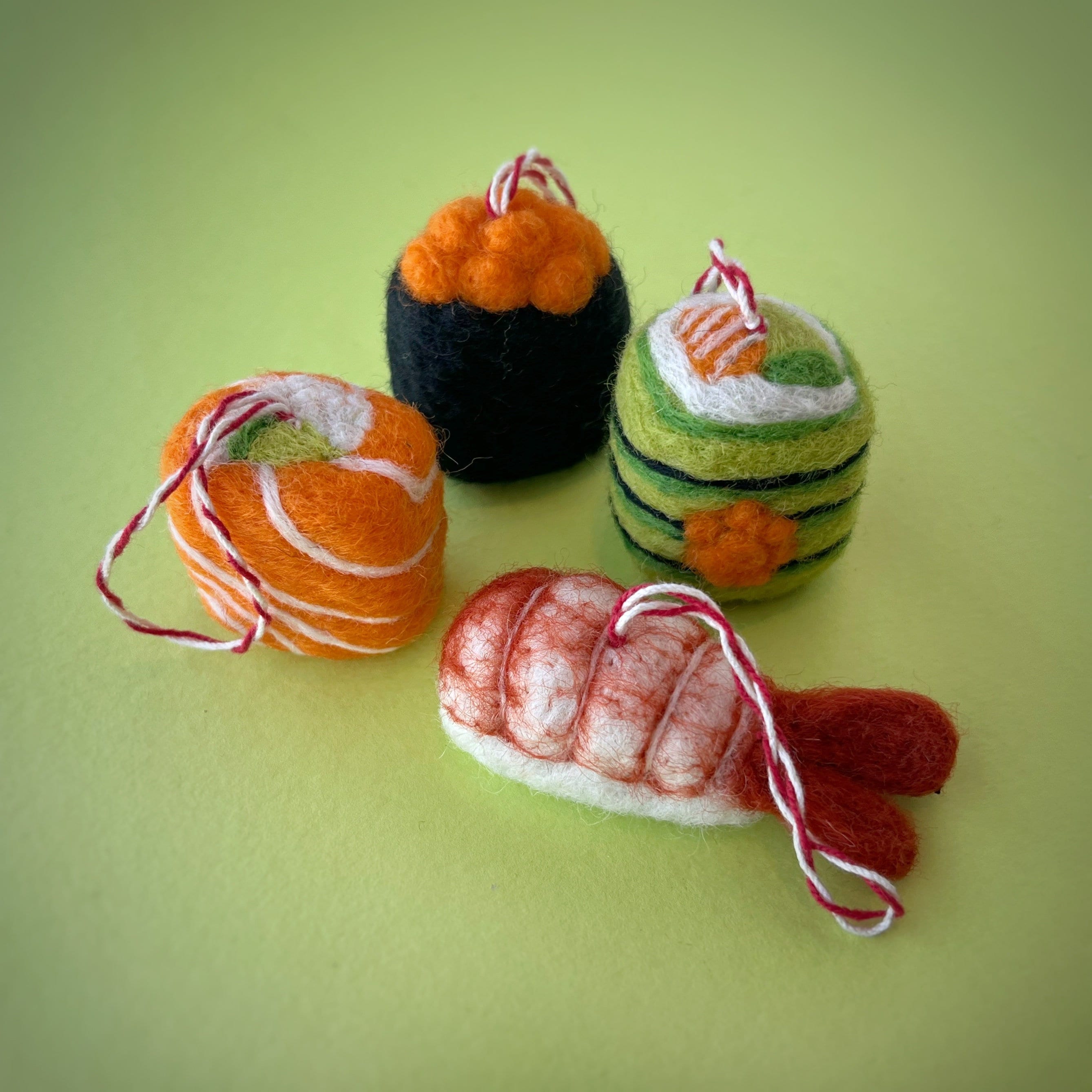 37 Unique Christmas Tree Themes to Inspire Your Holiday Spirit: Deck the Halls Like Never Before! 9 Sushi Ornament Set - Felt Wool Fair Trade Handmade Christmas Nepal