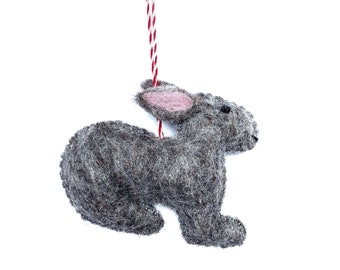 Bunny Rabbit Ornament - Felt Wool Fair Trade Handmade Christmas Nepal