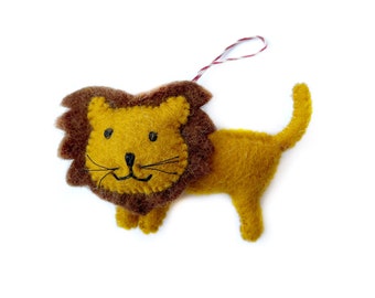Lion Ornament - Cute Felt Wool Fair Trade Handmade Christmas Decor