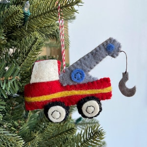 Tow Truck Ornament - Felt Wool Fair Trade Handmade Christmas Nepal