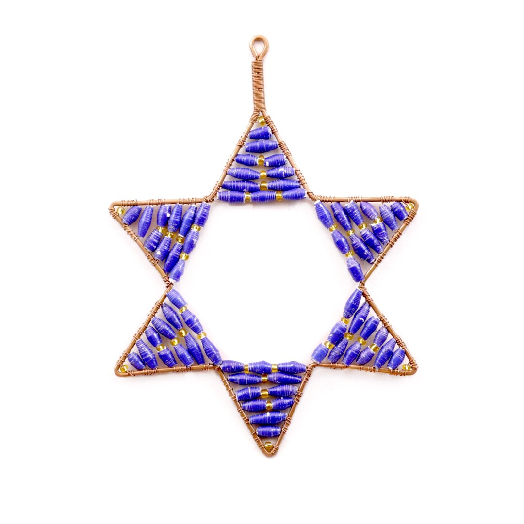 Paper Bead Star of David Ornament Handmade in Uganda East Etsy