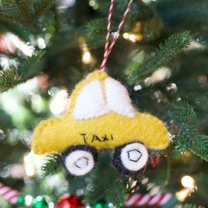Felt Taxi Ornament - Wool Fair Trade Handmade Christmas Nepal
