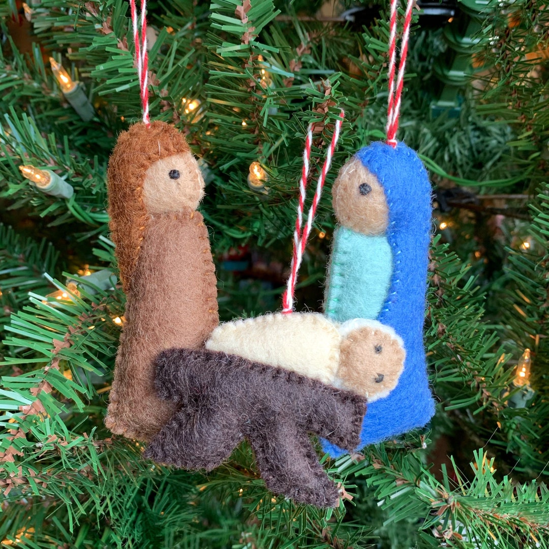 Felt Nativity Ornament Set - Fair Trade Handmade Holy Family Christmas ...