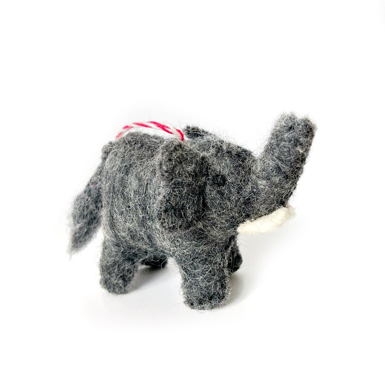Elephant Ornament - Fair Trade Felt Wool Christmas Decor Handmade in Nepal image 2