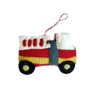 Felt Firetruck Ornament - Wool Fair Trade Handmade Christmas Nepal