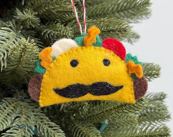 Taco Mann Ornament - Filz Wolle Fair Trade Weihnachtsdeko in Nepal handgefertigt