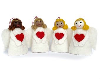 Angel Ornament - Felt Wool Christmas, Fair Trade Handmade in Nepal