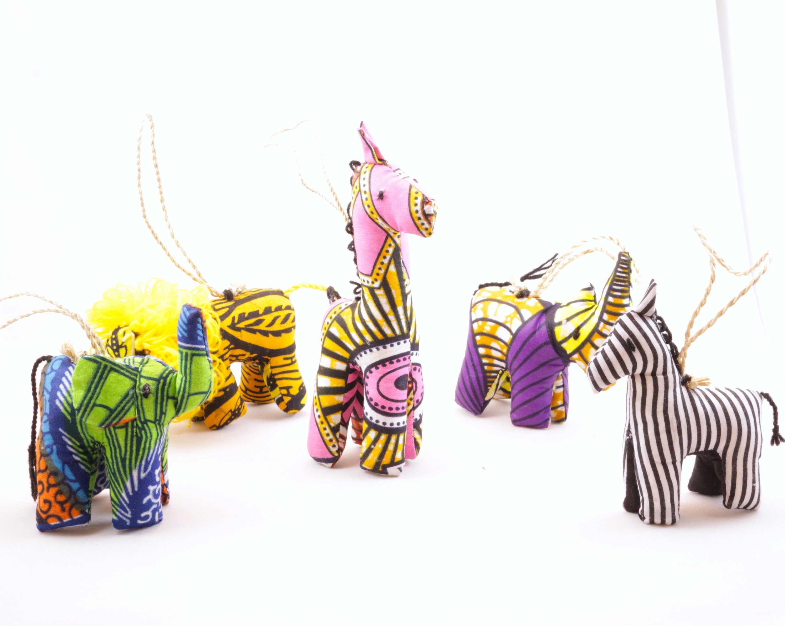 Fair Trade Handmade Stuffed Animal Ornament Set from Uganda Etsy