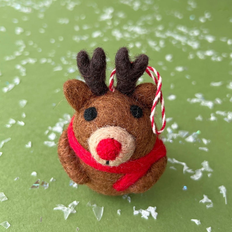 Reindeer Tufted Wool Ornament - Thumbnail 2