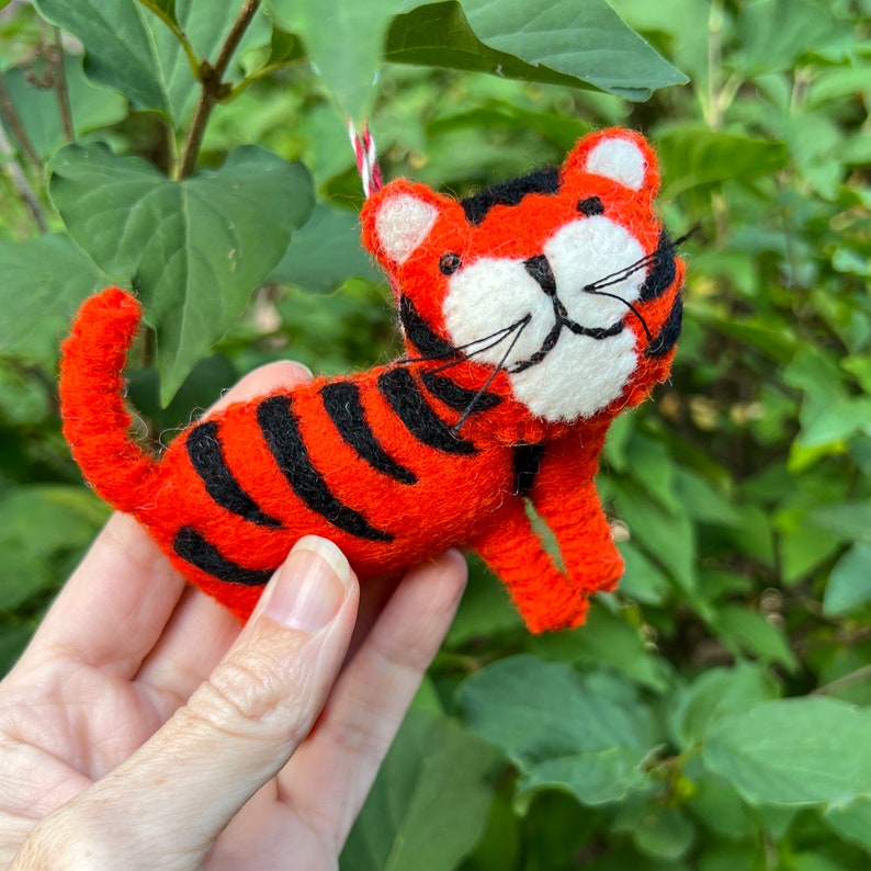 Tiger Ornament Cute Felt Wool Fair Trade Handmade Christmas Decor image 1