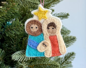 Felt Nativity Ornament - Fair Trade Handmade Holy Family Christmas Ornament