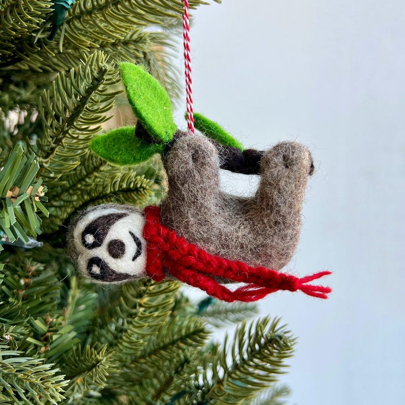 Wool Felt Sloth Ornaments - Etsy