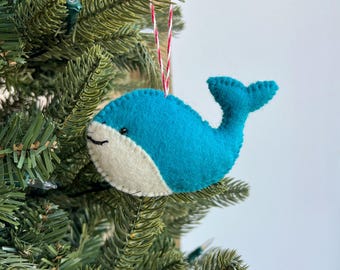 Blue Whale Ornament - Felt Wool Fair Trade Handmade Christmas Nepal