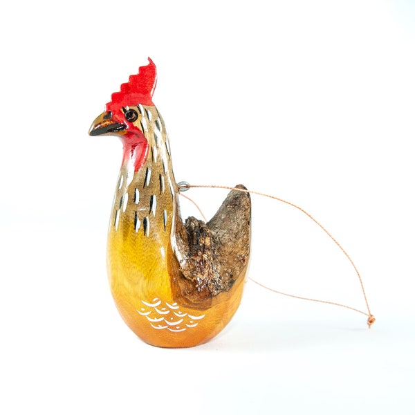 Chicken Christmas Ornament - Fair Trade Hand Carved Wood from Kenya, Africa