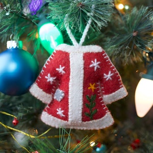 Sweater Embroidered Wool Christmas Ornament, Fair Trade Handmade in Peru