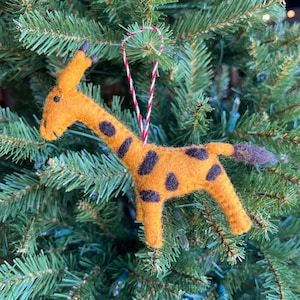Giraffe Ornament - Cute Felt Wool Fair Trade Christmas Decor Handmade in Nepal