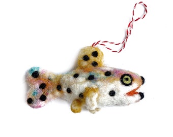 Trout Fish Ornament - Fair Trade Felt Wool Christmas Decor Handmade in Nepal