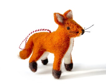 Fox Christmas Ornament - Felt Wool Fair Trade and Handmade in Nepal