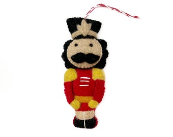 Nutcracker Ornament - Felt Wool Fair Trade Christmas Decor Handmade in Nepal