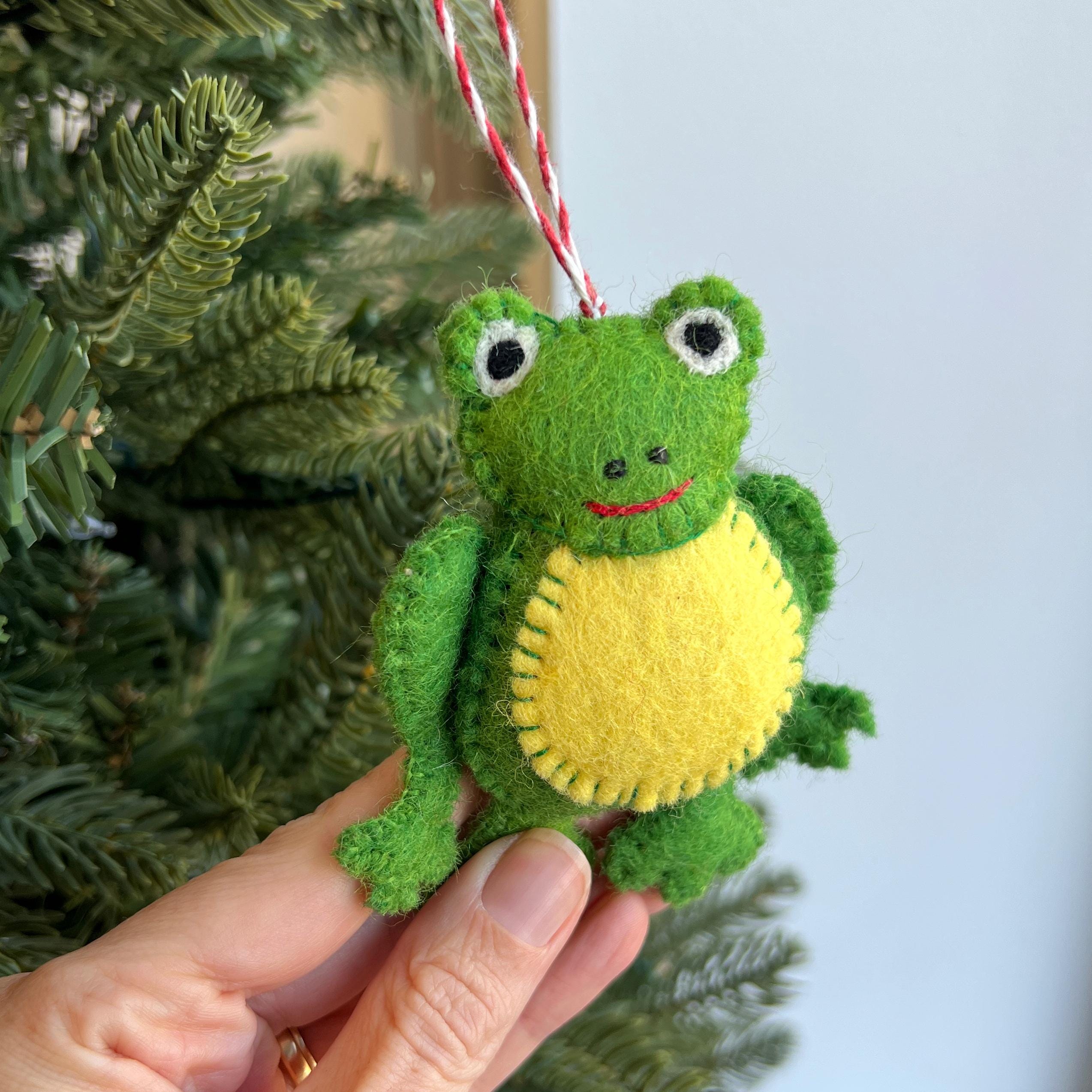 Frog Ornament - Felt Wool Fair Trade Handmade Christmas Decor From