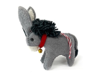 Donkey Felt Wool Christmas Ornament - Handmade Fair Trade from Nepal