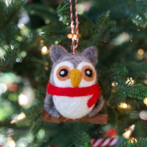 Owl Tufted Wool Ornament Handmade Fair Trade from Nepal