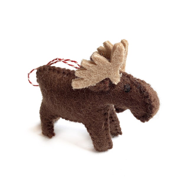 Moose Christmas Ornament - Felt Wool Fair Trade Handmade in Nepal