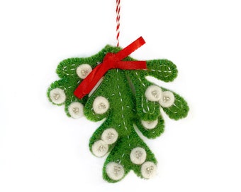 Mistletoe Ornament - Felt Wool Fair Trade Handmade Christmas Nepal