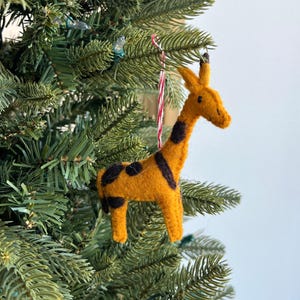 Giraffe Ornament - Cute Felt Wool Fair Trade Christmas Decor Handmade in Nepal