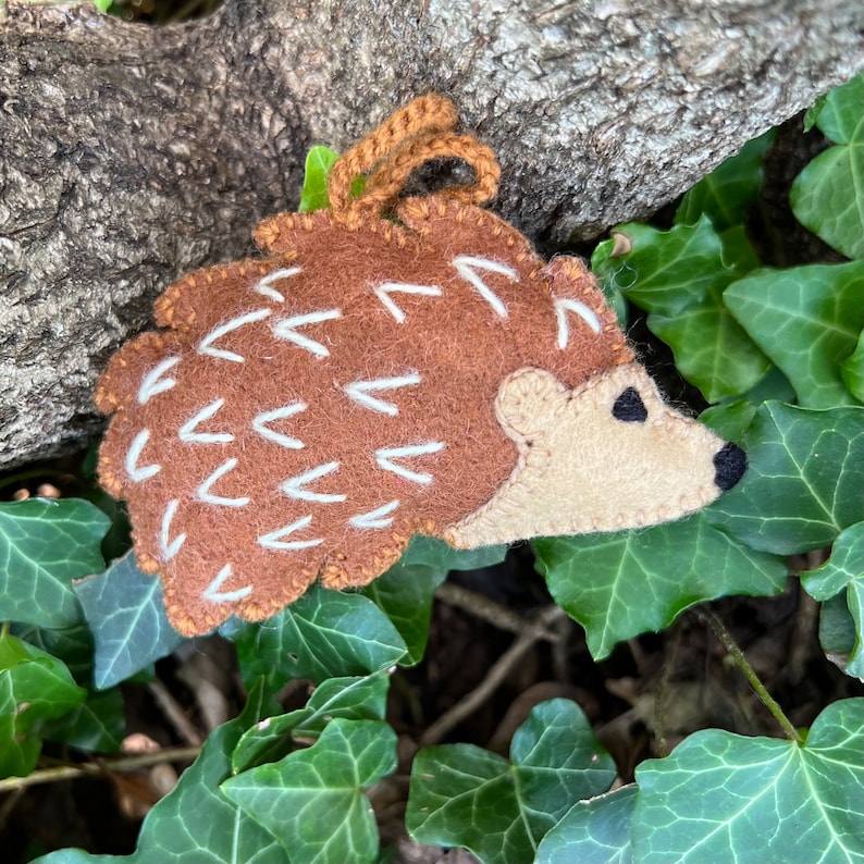 Embroidered Wool Hedgehog Ornament - Thumbnail 3