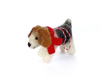 Dog Christmas Ornament - Tufted Wool Fair Trade Handmade Nepal