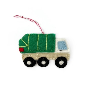 Garbage Truck Ornament - Felt Wool Fair Trade Christmas Decor Handmade in Nepal