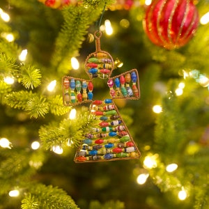 Paper Bead Angel Christmas Ornament Multicolor Recycled Fair Trade from Uganda image 4