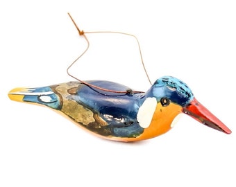 Kingfisher Ornament - Hand Carved Wood Bird Ornament from Kenya, East Africa