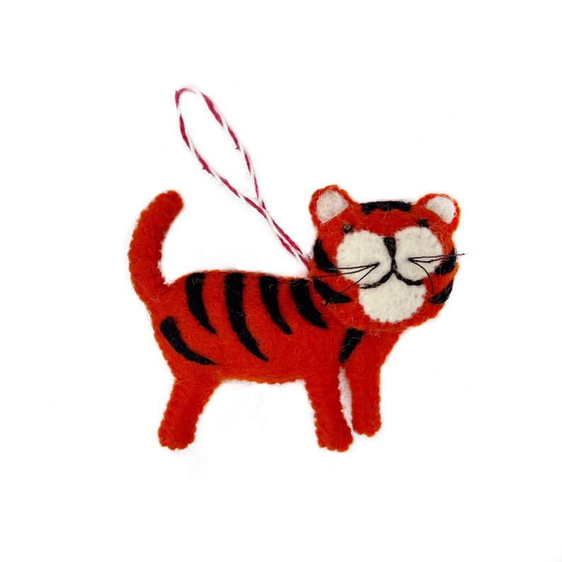 Tiger Ornament Cute Felt Wool Fair Trade Handmade Christmas Decor image 3