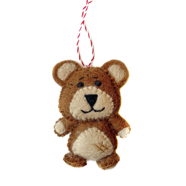 Teddy Bear Ornament Felt Wool Fair Trade Handmade Christmas Etsy