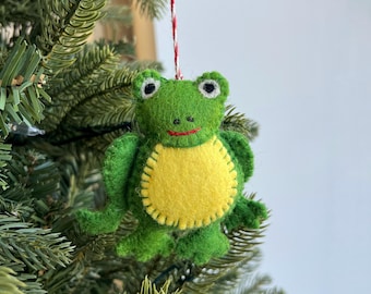 Frog Ornament - Felt Wool Fair Trade Handmade Christmas Decor From