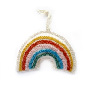 Rainbow, Pastel Embroidered Wool Christmas Ornament, Fair Trade Handmade in Peru