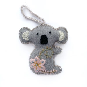 Koala Embroidered Wool Christmas Ornament, Fair Trade Handmade in Peru