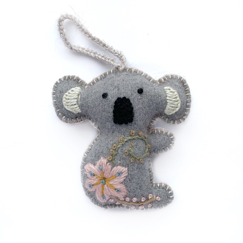 Koala Embroidered Wool Christmas Ornament - Thumbnail 2