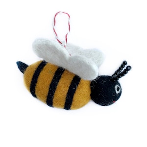 Bee Christmas Ornament - Felt Wool Fair Trade Handmade in Nepal