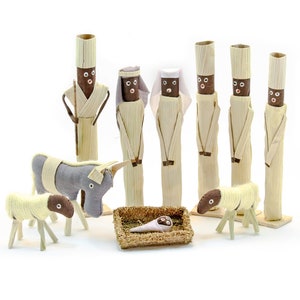 Corn Husk Nativity Set Fair Trade Handmade in Uganda, East Africa