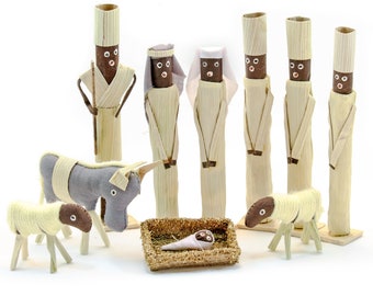 Corn Husk Nativity Set Fair Trade Handmade in Uganda, East Africa